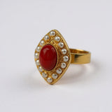 ANELLO ROMBO CON CORALLO