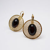 ORECCHINI CERCHI FILIGRANA CON  GRANATO