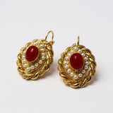 ORECCHINI ROMBO INTRECCIATO CON CORALLO