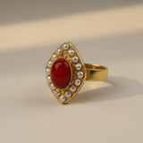 Anello Rombo Corallo
