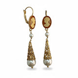 ORECCHINI CAMMEO ROSSO CONO TRAFORATO CON PERLA