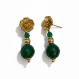 ORECCHINI FIORE DORATO CON PIETRE VERDI