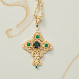 COLLANA RICAMO CON GIADA VERDE