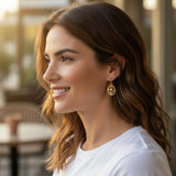 ORECCHINI ROSA INTRECCIATA CON PERLE